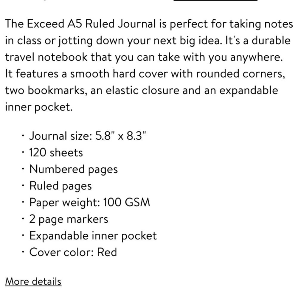 Exceed A5 Ruled Journal, Red, 120 sheets - Picture 7 of 7